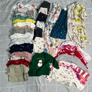 6 Months Carters Lot - 37 Pieces - Body Suits Fleece Sleep Sack Dress Pants PJs